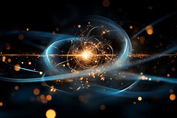 Aufkleber - Dynamic representation of energy and particles swirling in a cosmic dance at the heart of the universe's creation