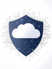 Aufkleber - A cloud-themed floating shield icon design perfect for modern digital projects.