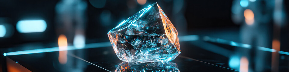 Crystalline Structure on Reflective Surface with Background Figures