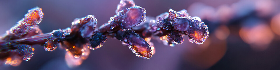 Wall Mural - Close-up Photograph of Frost-Covered Plant Stem