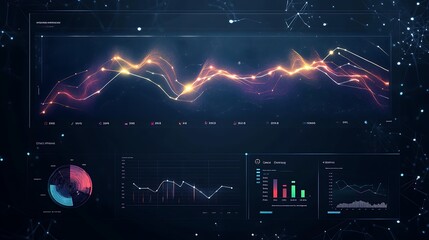 Fototapete - Futuristic business dashboard image featuring interactive design elements for modern enterprises.