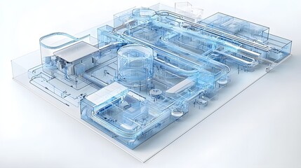 Poster - an architectural blueprint style visualization depicting the dynamic interactions and interconnected