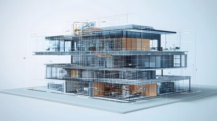 Poster - Futuristic and Minimalist Modular System Structure Design with Seamless Connections Between Various Architectural Elements for a Collaborative and Functional Workspace