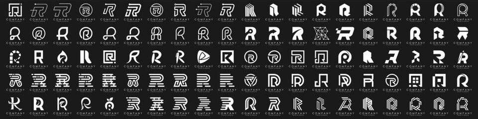 Wall Mural - Mega logo collection, Abstract letter R logo design. icons for business of luxury, elegant, simple.