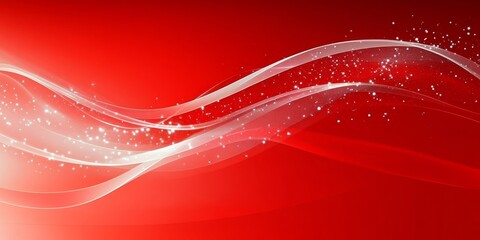 Poster - Abstract Scarlet Background, Flowing Light Trails and Smooth Shading with Glimmering Particles