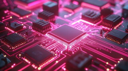 Poster - futuristic digital technology concept featuring a complex system architecture with intricate glowing