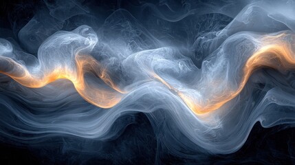 Poster - Dynamic smoke swirls in white and orange against a black background with deep moody colors