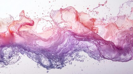 Poster - Pink and purple liquid splash on white background with watercolor effects and soft textures