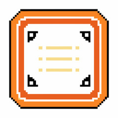 Poster - Retro Pixel Art Message Icon with Orange Frame and Vintage Design Elements