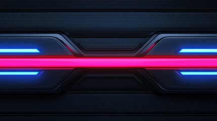 Poster - Futuristic wallpaper with neon lights and glowing circuits in cyberpunk blue and red tones