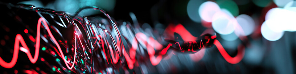 Poster - Abstract Interwoven Glowing Lines with Bokeh Background