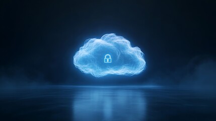 Aufkleber - A blue cloud icon featuring a secure padlock, symbolizing safety and technology in a digital context.