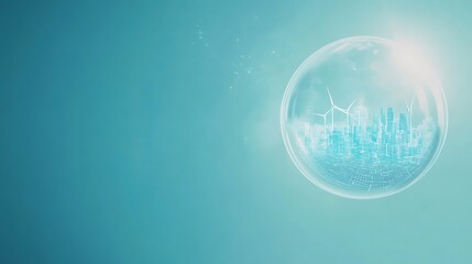 Poster - A vibrant, energy-efficient city illuminated by glowing lights in a transparent structure.