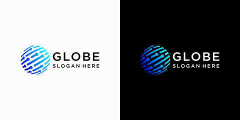 Poster - Geometric globe technology connection vector logo design with modern, simple, clean and abstract style.