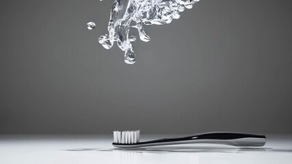 Poster - A sleek toothbrush seamlessly merging into a splash of crystal-clear water.