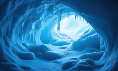 Poster - Beautiful icy cavern with blue tones