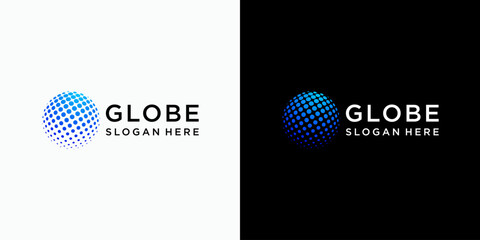 Poster - Geometric globe vector logo design with modern, simple, clean and abstract style.