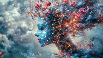 Poster - visionary and synergistic interconnections of innovative ai powered creativity representing the tran