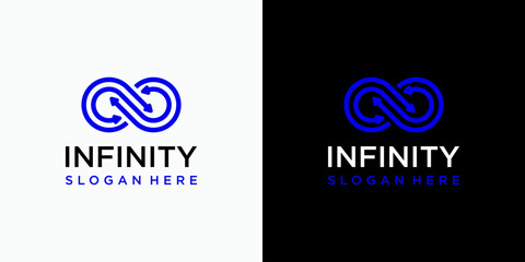 Poster - Infinite technology connection vector logo design with modern, simple, clean and abstract style.