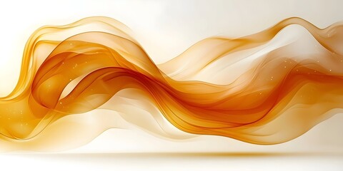 Poster - An elegant wave of golden-orange hues flows smoothly across a soft beige background, creating a sense of calm and fluidity in this abstract design.