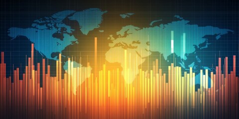 Poster - Global Market Growth Financial Data Visualization with Line Charts and Illuminated World Map
