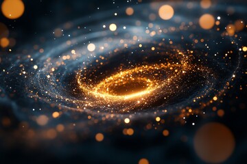 Poster - Swirling galaxy of stars and cosmic dust glows in a deep space background during a celestial event