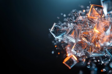 Aufkleber - Abstract composition of crystal-like structures reflecting light in a dark background with vibrant colors