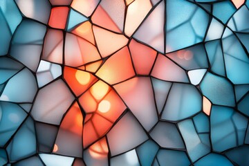 Aufkleber - Colorful abstract glass texture showcases vibrant interplay of light in shades of blue and orange