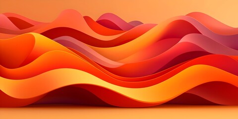 Poster - Vibrant waves of red, orange, and peach hues gracefully flow together, creating a dynamic abstract landscape that exudes warmth and energy.