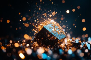 Aufkleber - Sparkling crystals scatter light in an enchanting display of color and texture at a dark backdrop
