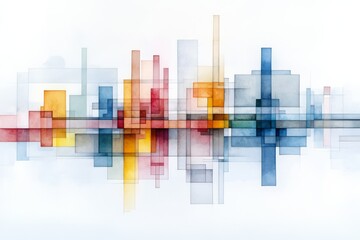 Poster - Colorful abstract composition with geometric shapes and transparency in a playful arrangement