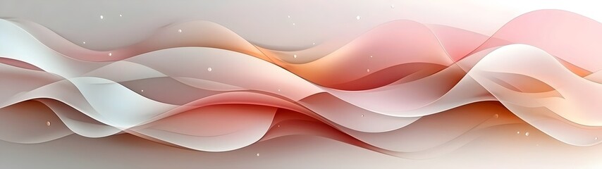 Wall Mural - A beautiful abstract wave pattern in soft pastel hues of pink, white, and orange, creating a serene and flowing composition that evokes a sense of calmness and elegance.