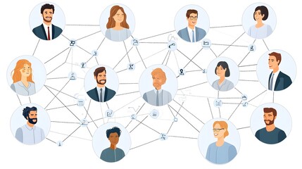 Poster - Abstract network diagram depicting the interconnected structure and dynamics of an office environment showcasing the relationships roles