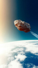 Poster - Asteroid Hurtling Through Space on a Collision Course With Earth
