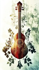 Poster - Dynamic Folk Rock Band Logo With Elegant Ornamental Patterns and Classic Illustrations