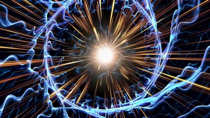Poster - A glowing energy burst emerging from a rippling surface, surrounded by golden light trails.