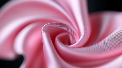 Poster - soft pink silky fabric swirling in elegant spiral pattern against dark background creates mesmerizin