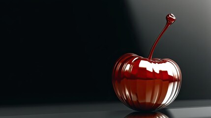 Aufkleber - Hyper Glossy Cherry Glows in a Sleek Black Void With Mesmerizing Reflections of Light