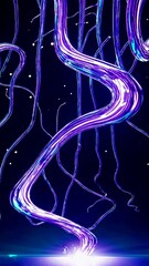 Fototapete - A surreal floating organic shape with a smooth, wavy texture against a gradient futuristic background.