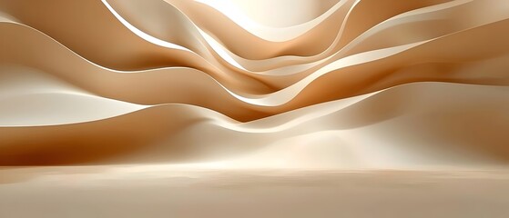 Poster - An abstract composition featuring flowing curves in shades of beige and cream, creating a serene and harmonious atmosphere. Ideal for backgrounds or artistic projects.