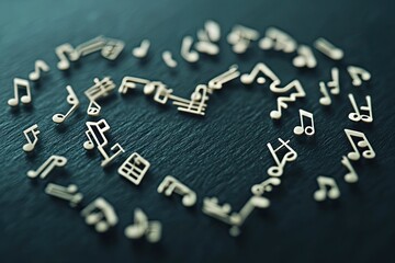 Aufkleber - Floating Musical Notes Create a Delicate Heart in a Minimalist Artistic Expression