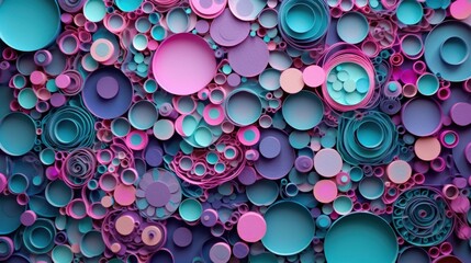 Poster - Abstract Colorful Circles Pattern: A Vivid Display of Geometric Shapes and Pastel Hues