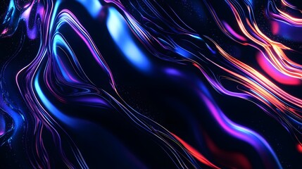 Poster - Captivating and hypnotic digital artwork featuring ethereal  fluid waves of vibrant neon like colors that flow and undulate in a mesmerizing  psychedelic pattern  The abstract