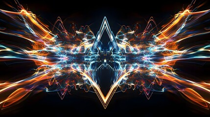 Poster - Captivating Cosmic Collision of Light Waves and Energy Bursts in Dynamic Digital Abstraction  Mesmerizing Futuristic Pattern of Luminous Fractal Explosions and Ethereal Luminescence