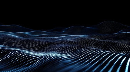 Aufkleber - Captivating digital landscape featuring a mesmerizing display of flowing particles and fluid waves against a futuristic cyberpunk inspired backdrop