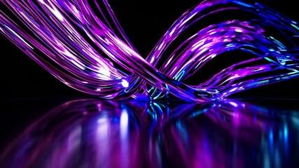Aufkleber - futuristic energy wave with glowing purple and blue streaks flowing through a dark space