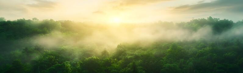 Aufkleber - Lush tropical rainforest panoramic view, vibrant greenery, and serene nature scene captured in stunning detail.