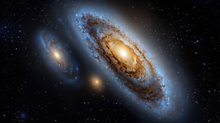 Wall Mural - a spiral galaxy with a bright yellow center