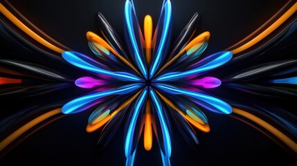 Poster - a colorful flower with a black background