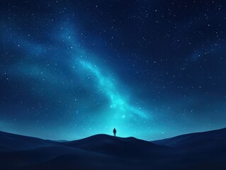 Poster - Stargazing adventure desert landscape digital art night sky wide angle cosmic exploration